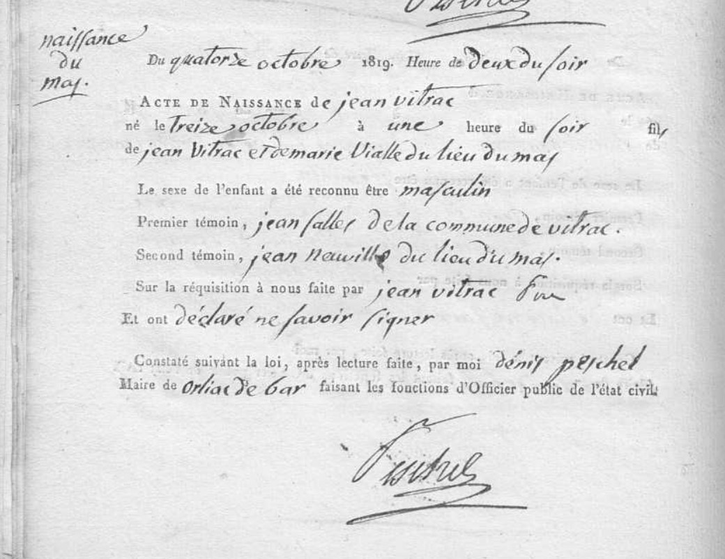 Naissance Vitrac Jean 13_10_1819.jpg